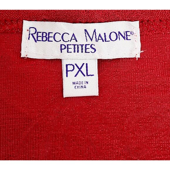 Rebecca Malone Petites Red Button Up Cardigan Sweater PXL Scalloped Hem Soft - Picture 6 of 7
